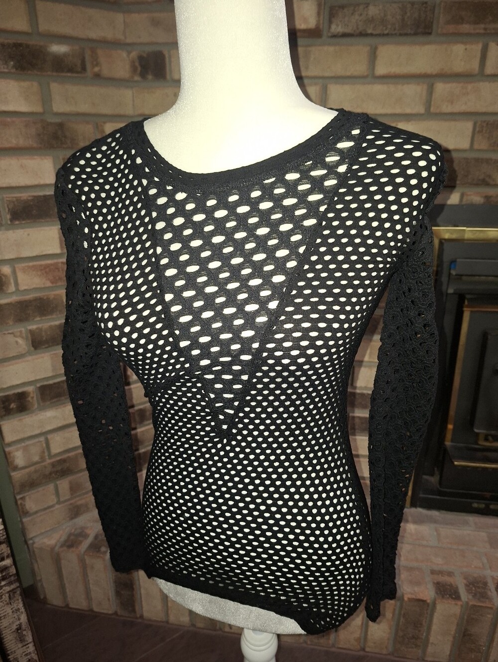 BGBG MAXAZRIA  Black Eyelet Long Sleeve Top
